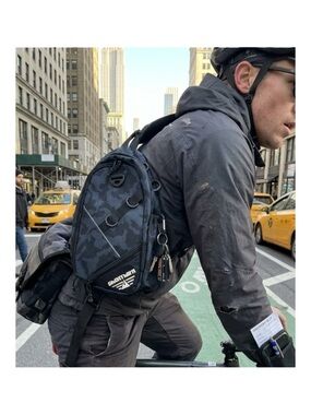 Ghost Horn Black Camo Crossbody Sling Backpack for Men